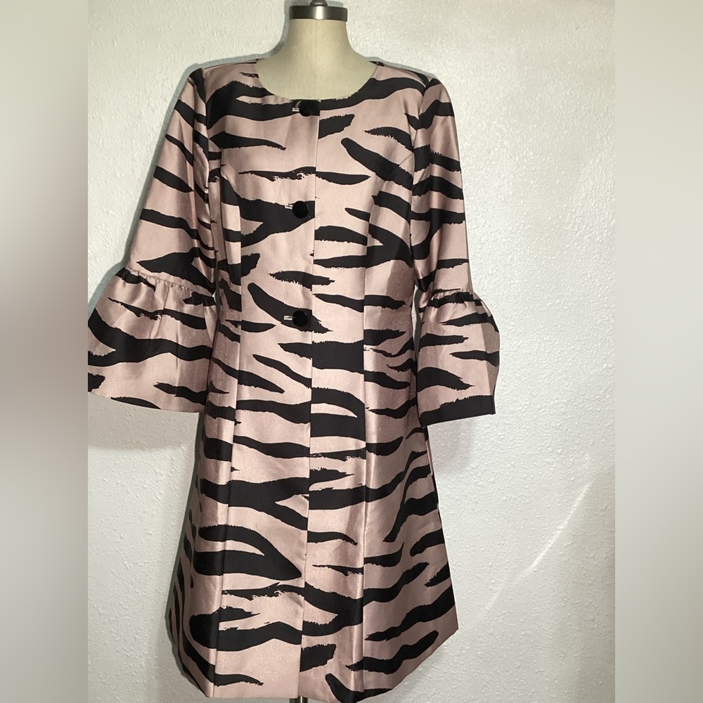 Pink and Black Tiger-Print Bell Sleeve Dress